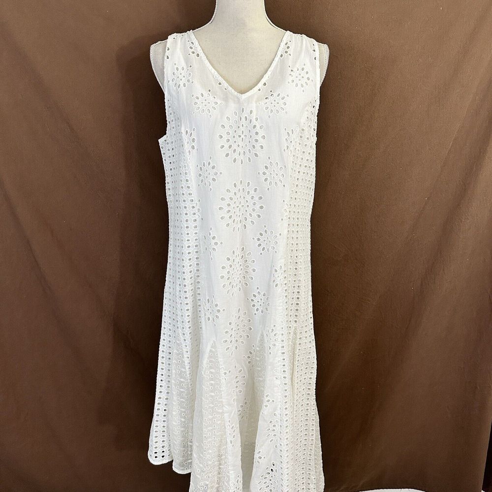 Sundance Asymmetrical Dress Size 12 White Lace Slip Sleeveless V Neck